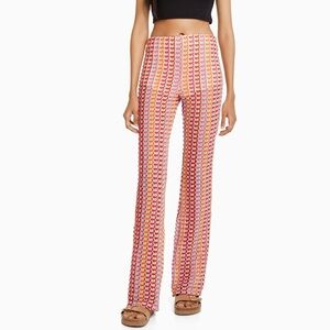 Bershka Multicolor Patterned Crochet Flare Pants
